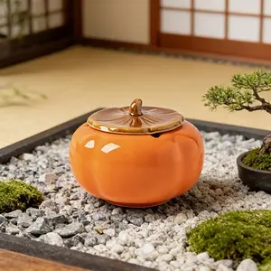 New Creative Persimmon Ceramic Ashtray, Fashion Living Room Tea Table Decor, Restaurant Office High-End Decoration