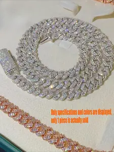 New custom high-quality Pass diamond tester, iced-out diamond Cuban Miami necklace, hip-hop VVS Cuban chain necklace, unisex Cuban chain, luxurious icy Cuban chain