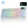 AULA F98 Pro V3 White Transparent Full-Size Mechanical Keyboard with Number Pad, RGB Lighting, 10000mAh Built-in Batteries, TFT Smart Screen & Knob, 3-Way BT/2.4G/USB-C, Hot Swap Keys, Gasket, Wireless Keyboards, Gaming Accessories, PC Accessories
