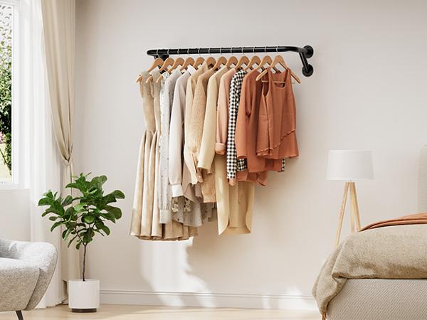 2-Pack Clothes Hanging Rods, Metal Garment Rack Bar, Closet Organizer Rod, Black Medium