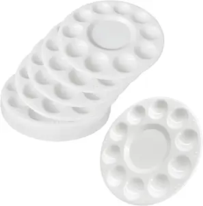 15 Pack Paint Tray Palettes for Kids Plastic White Palettes for Students Paint Holder Paint Supplies 170mm Outer Diameter 78mm Mixing Area 10 Wells 32mm Diameter 10 Wells 8.63mm Depth 10.04mm Depth