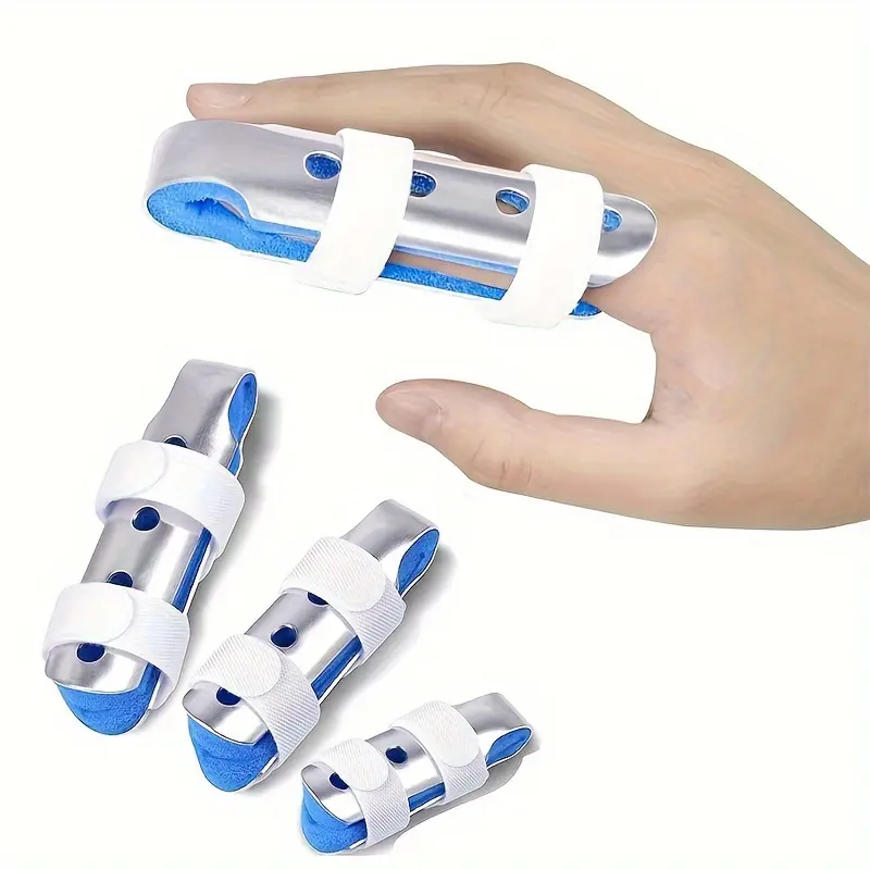 3pcs Adjustable Aluminum Foam Finger Splint with Closure - Lightweight Breathable Hand Support Bracket, Breathable Brace, for Enhanced Stability, Hand Wash Only, Ideal for Sports and Medical Use