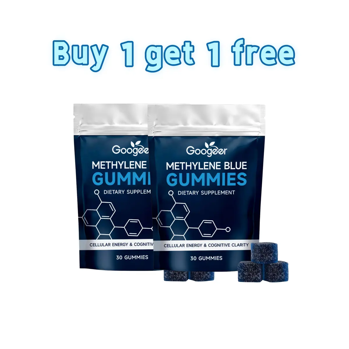 [ Buy 1 get 1 free ]Methylene Blue Steady Energy Gummies Formulated with Vitamin C 30 Count Per Pouch, Gentle Daily Blend Supports Sustained Cellular Energy, Healthy Cognitive Clarity & Overall Cellular Wellness