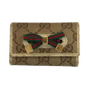 Pre-owned GUCCI Canvas Small Leather Goods Princy GG Key Case
