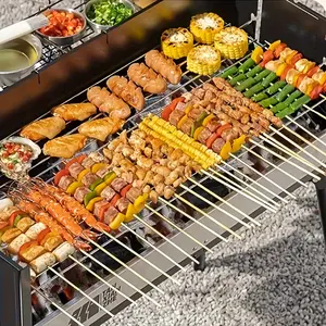 Pack of 100 Disposable Bamboo BBQ Skewers (2.5mm Thick) - Ideal for Home Grilling, Outdoor Picnics, Fried Chicken Skewers, Sausages, and Meat Kabobs. Specifications: 30cm / 11.81 inches.