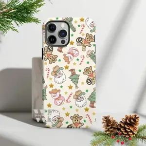 Christmas Western Retro Santa Cowboy Phone Case Compatible with iPhone 11-17 Pro Max/Plus and Samsung Galaxy S22-25