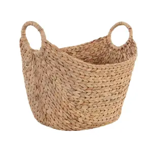 Natural Water Hyacinth Boat Decorative Storage Basket - Extra Large Design for Versatile Storage Organiser Nature