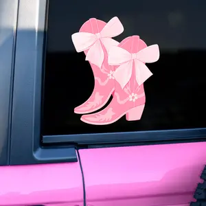 Nationcog Flower Boots Car Decal Cute Pink Bow Vinyl Sticker Premium Waterproof UV Weather Resistant Peel Stick No Residue 5+ Years Outdoor Use