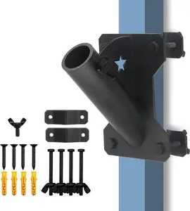 Flag Pole Holder Flag Pole Bracket for House Garden Balcony Railing Outside Porch Fence Deck..Flag Pole Mounting Bracket is Made of Carbon Steel with 2 Layer Rust Free Coated 1" Inner Dia(D-B)