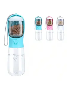 Pet Cat Dog Water Bottle With Food Container Built In Filter Outdoor Portable Large Capacity Water Dispenser