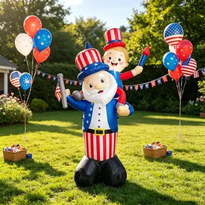8FtTikTokMustSee4thOfJulyInflatableUncleSamCarriesKidHoldingFlagFirecrackerBuilt-inBrightLEDPlug-inBlowerIP44Waterproof2.2KGLightweightFoldablePortableReusableQuickInflateFrontPorchNeighborhoodBBQSchoolEventFamilyPartyPatrioticDecor