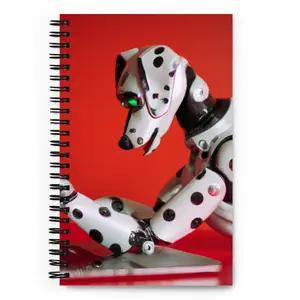 Robot Dalmatian Dog Spiral Notebook 140 Pages, Red Black and White, 5.5″ × 8.5″