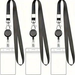 Retractable ID Badge Holder with Clip, 2 Counts ID Card Holder, Identification Badges & Supplies for Teachers and Office Staff Use, Retractable Badge Holders