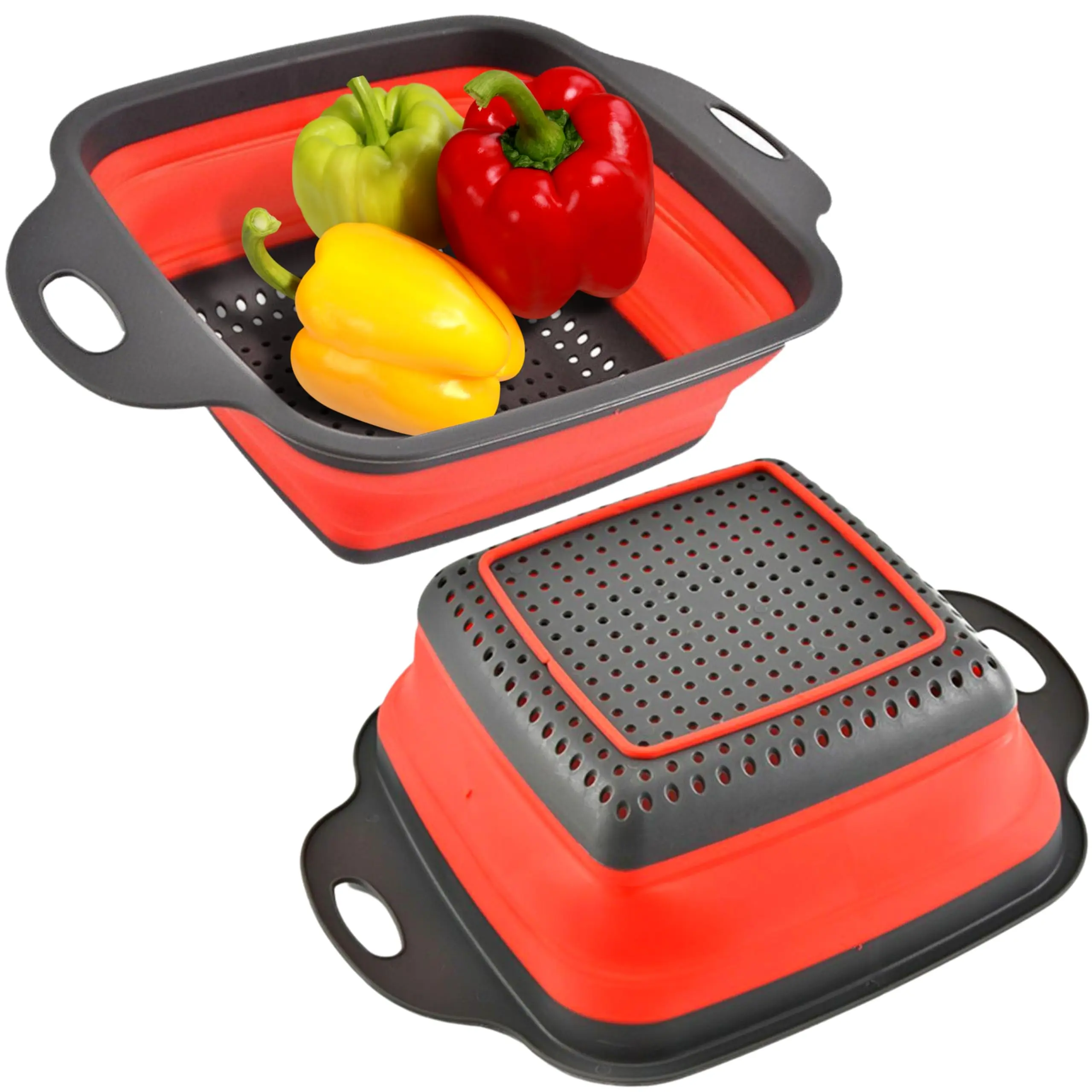 Square Collapsible Kitchen Colander – Foldable Food Strainer