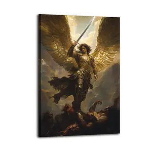 Archangel Michael Canvas Painting Oil Painting Artistic Demon Wall Art Canvas Poster Decorative Painting Corridor Decoration Home