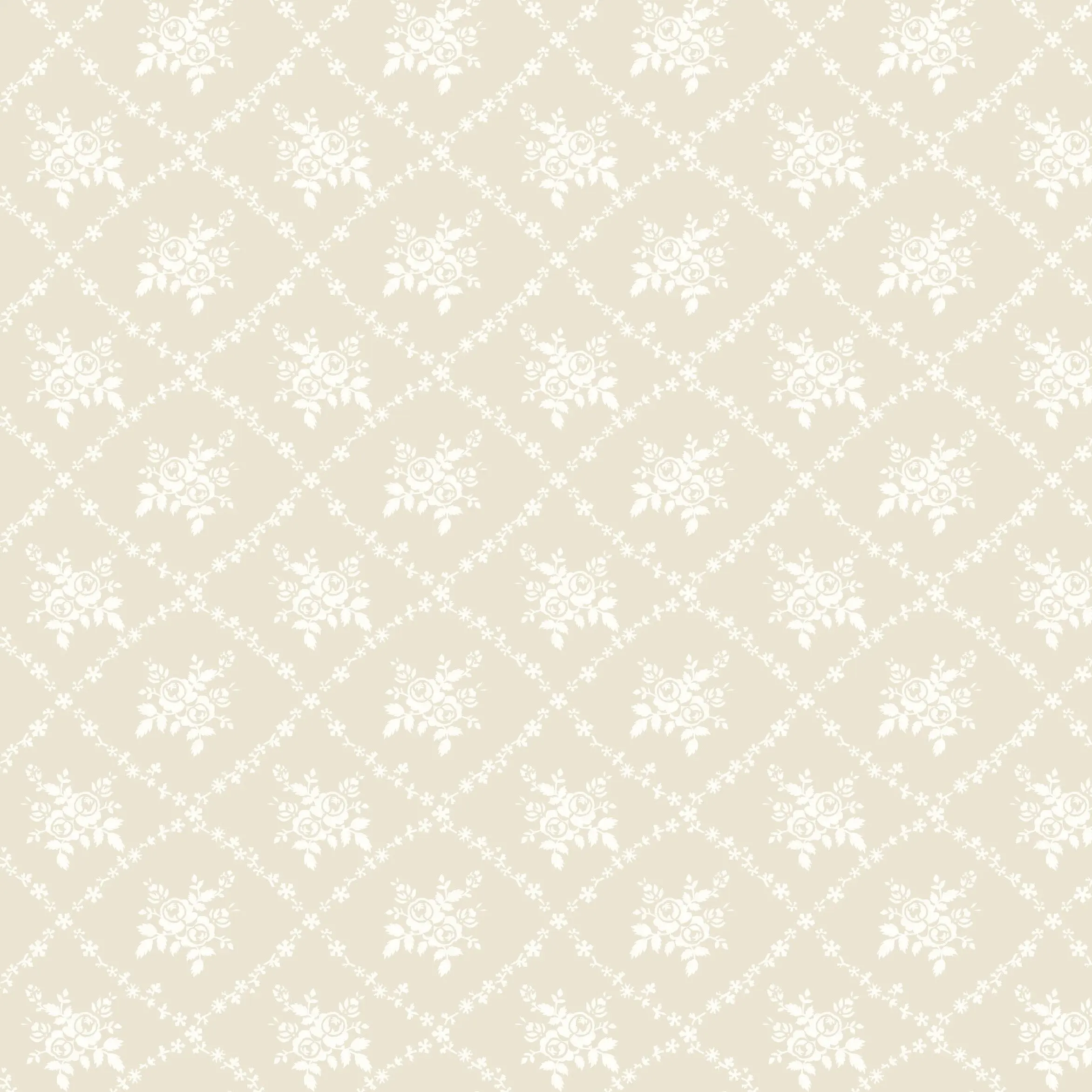 Rose Trellis Ecru – 100% Quilting Cotton Fabric by the Yard