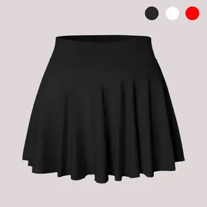 Women's Skirt 2-in-1 with Pocket Solid Color Women's Summer Sportswear Flowing Basics Hundred Stretch Flared Casual Skirt Pants Indoor Outdoor Sports Skirt High Waist Athletic Skirt