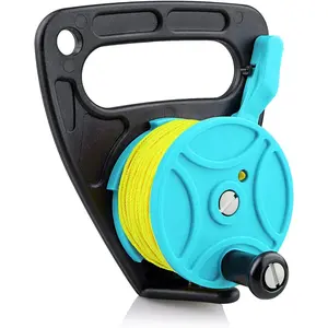 Scuba Dive Reel with Thumb Stopper 150-foot High Visibility Retractable Line Diving Reel Finger Spool with Handle Stop Switch for Cave Wreck Exploration Kayaking Anchor Spear Fishing SMB