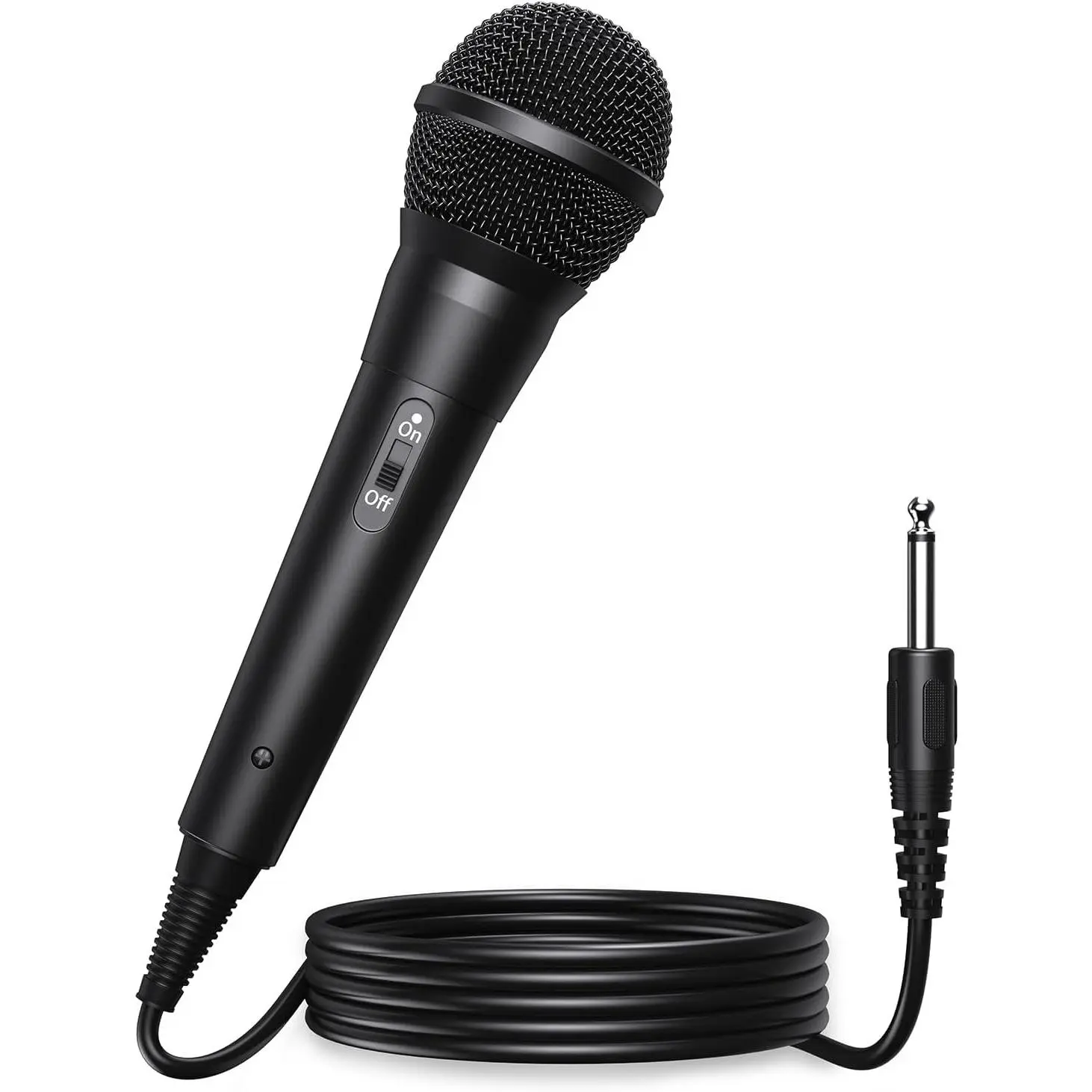 Handheld Wired Microphone for Karaoke Singing, Cardioid Dynamic Vocal Mic with 9.84ft 1/4"Plug Cable and On/Off Switch, for Karaoke Machine/AMP/Speaker, Plug in Mic for Parties/Speech/Wedding