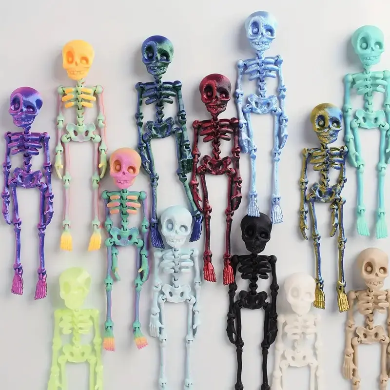 5pcs Poseable Skeleton Refrigerator Decor Magnets, Fridge Magnet Set with Movable Joints, Ideal for Halloween Gifts, Refrigerator Decor Magnet
