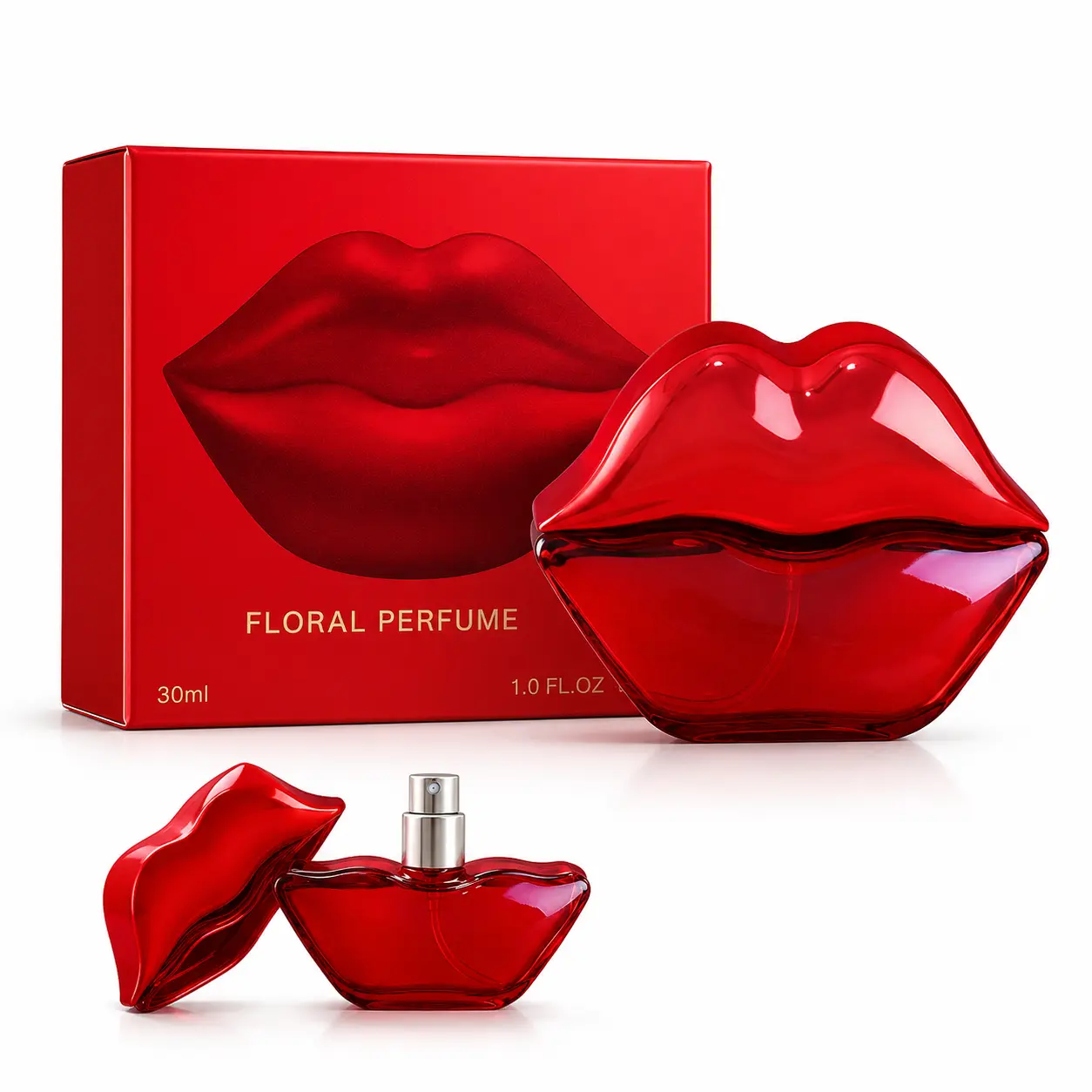 Women Red Lips Shaped Perfume Long Lasting Floral Fruity Eau de Toilette Luxury Fragrance Gift Box for Dating Party