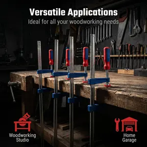 Heavy-Duty Woodworking F-style Quick Clamp with Non-Marring Pads, Industrial-Grade Holding Clamp for Panel Gluing, DIY & Woodworking Projects