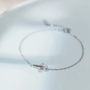 S925 Sterling Silver Airplane Bracelet – Minimalist Travel-Inspired Jewelry for Women
