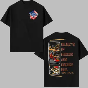 Mirror Are Second Due T-Shirt, Firetruck & Skull Design, Gettin' Salty Apparel Graphic Shirt for Firefighters, Unique Workwear for First Responders, Gift for Firefighting Enthusiasts