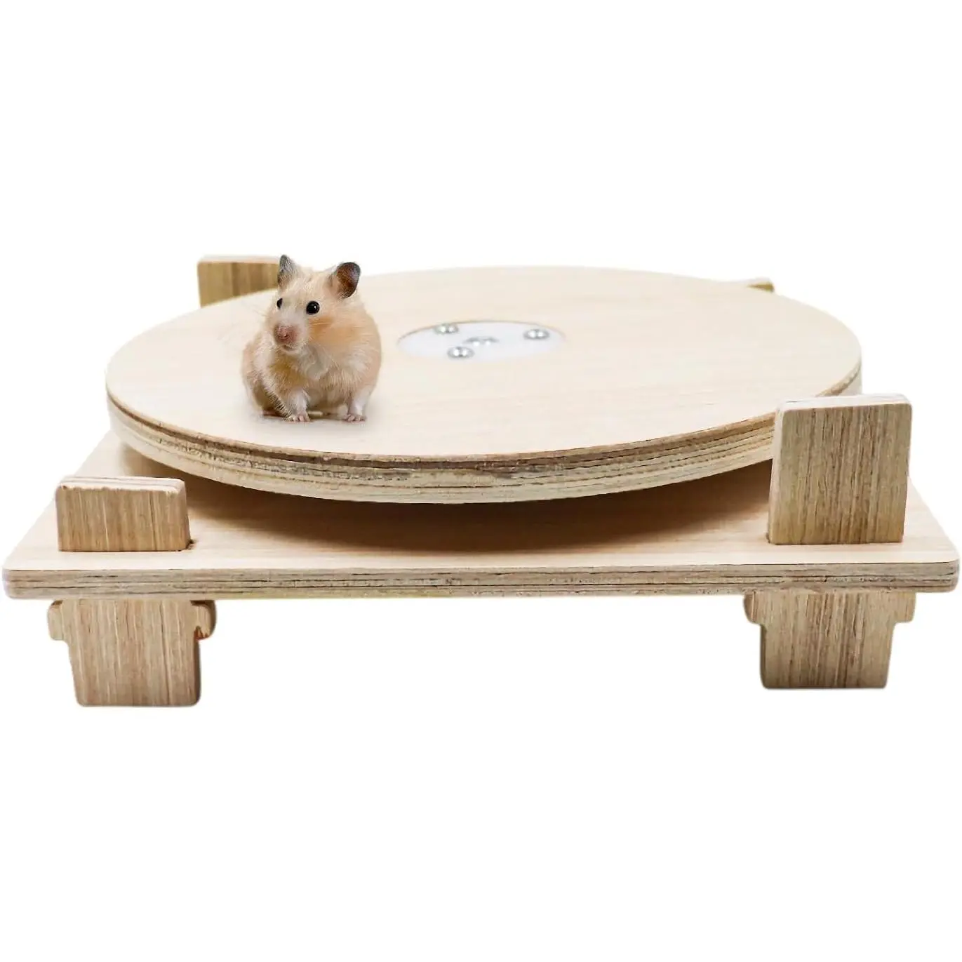Hamster Toys, Wooden Running Turntable Toy for Small Pet, Hamster Cage Accessories, Rat Enrichment Toys, Running Wheel for Hamester, Rat, Gerbil, and Other Small Animals