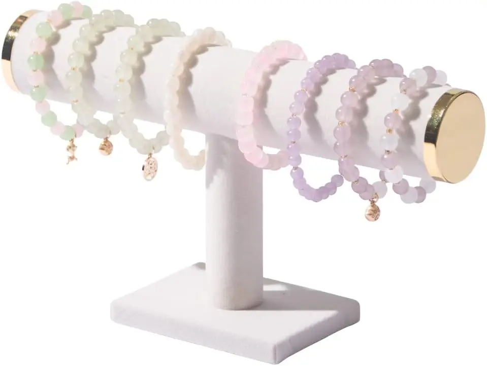 Bracelet Holder Stand,Bracelet Organizer Display for Selling,Bangle Organizer for Women,Watch Storage Holder for Men,Jewelry Business Supplies (Beige + metal lid)