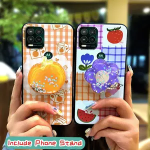 Rotatable stand Kickstand Phone Case For Moto G Stylus 5G Glitter Skin feel silicone TPU protective Dirt-resistant Anti-knock phone lens protection cute quicksand Simplicity