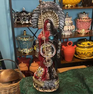 16-in Religious Santa Muerte Aztec-Style Reversible Statue, Home Decor Ornaments for Room & Household Items