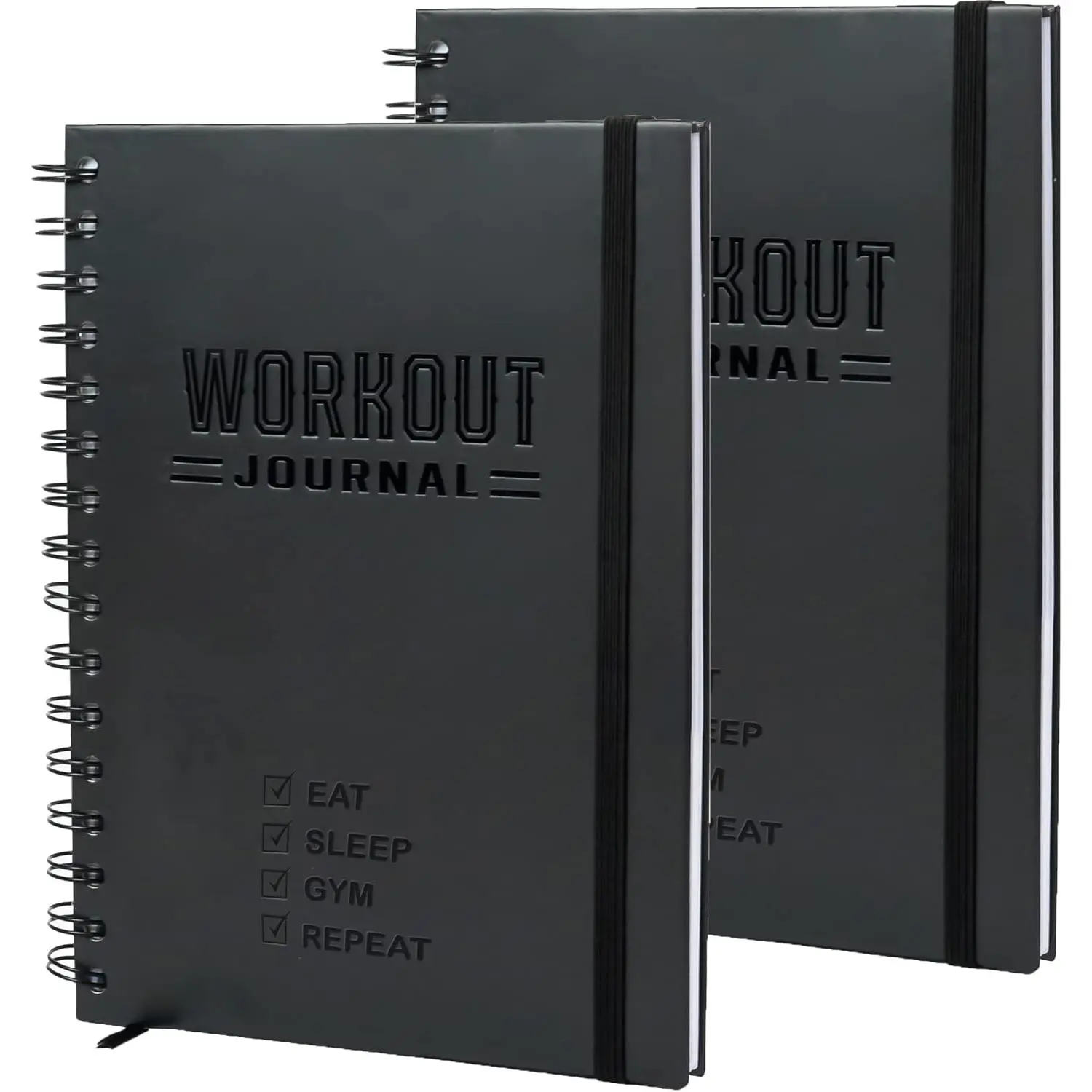 2-Count Sturdy Hardback A5 Fitness Planner - Health & Performance Tracking Journal for Beginners, Separately Packed Office Stationery to Log Exercise, Strength, Physique, Workout Goals