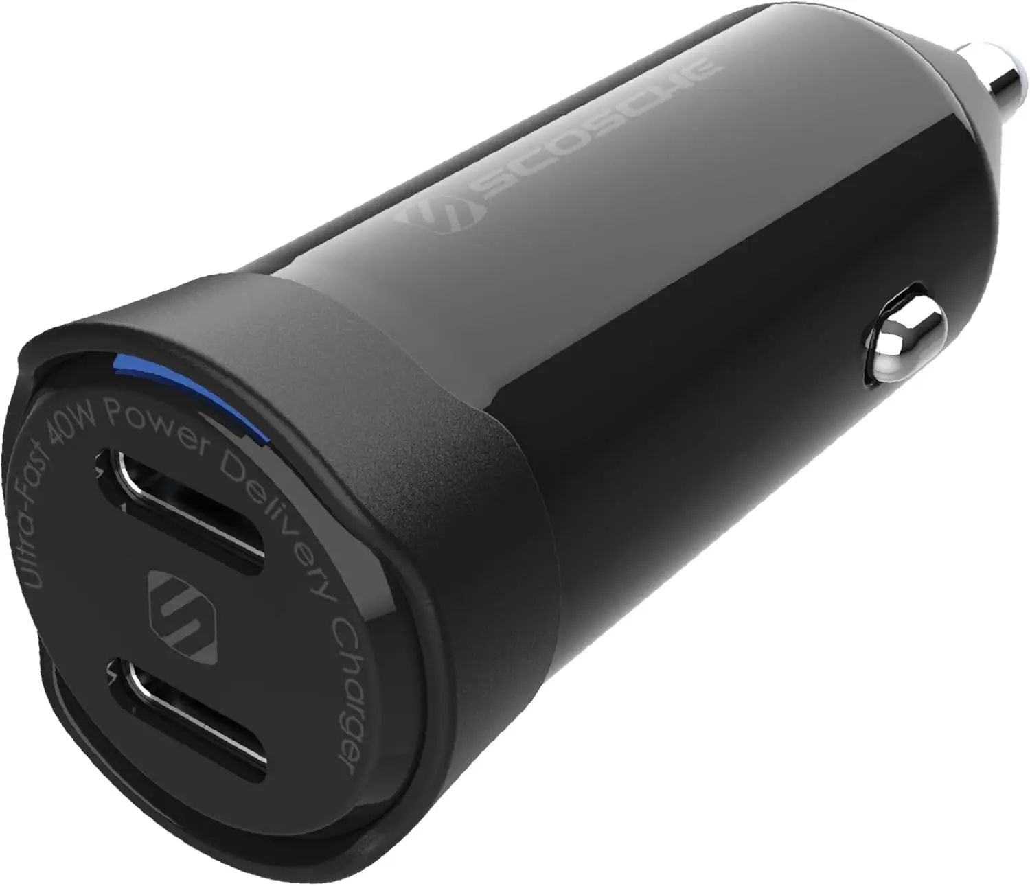 CPDCC40M PowerVolt 40W rtified Dual Port USB-C Car Charger, Flush Cigarette Lighter Adapter, Fast Charging Car Plug for 12V Power Outlet Compatible with iPhone, Galaxy and All USB-C Devis