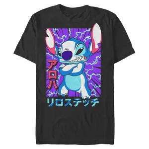 Mens Lilo & Stitch Neon Lightning Stitch T Shirt