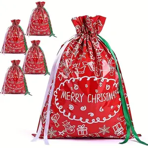 4/8 Large Christmas Bags, 15.35 * 20.08 Inch Christmas Drawstring Bags, Red Christmas Decoration Party Bags, Large Christmas Gift Bags, Advent Calendar Bags, Holiday Party Supplies, Holiday Decorations, Gift Packaging, Durable Plastic