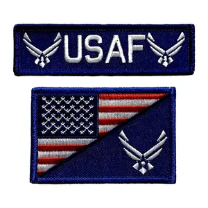 USA American Flag Air Force USAF Patch (2PC “Hook” Fastener - YEN1-YN1)