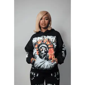 Jordana Black Rhinestone Hoodie