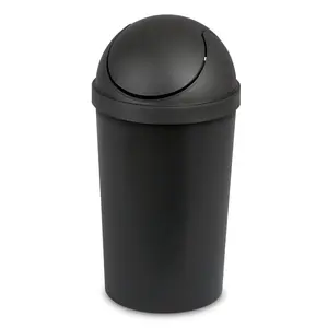 3 Gal Plastic Round Swing Top Bathroom Trash Can, Black Color, Compact Design for Easy Use