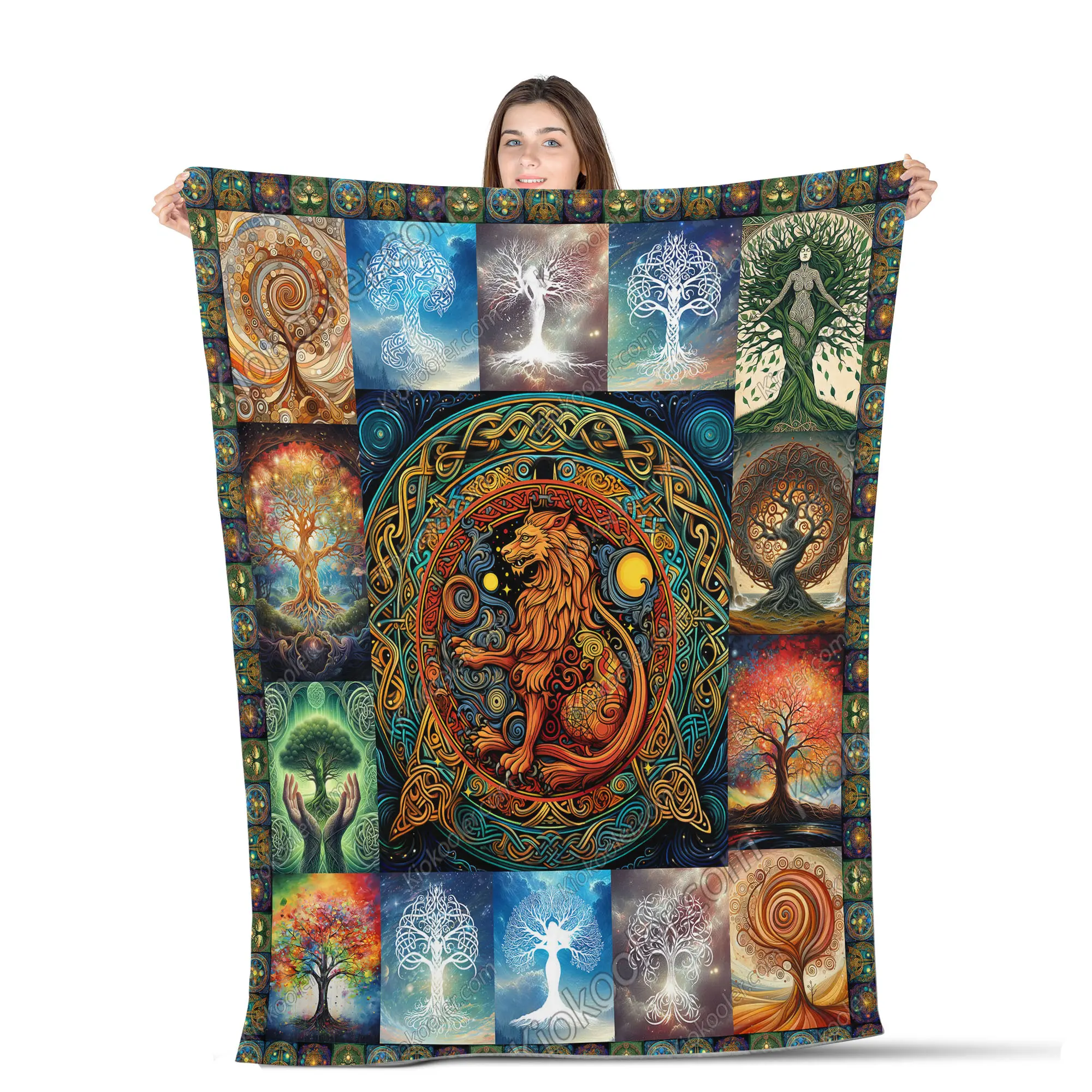Celtic Blanket, Lion Rampant Of Scotland With Celtic Tree All Season Blanket, Celtic Decor, Gifts For Celtic Lovers, Sofa Throw Blanket Comfort Warmth Soft Blanket Fleece Blanket, Sherpa Blanket