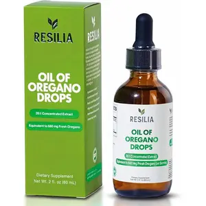 Resilia Premium Oregano Oil Drops – High Potency 34mg Per Serving – Herbal Antioxidant Formula for Immune Support – Non-GMO, Easy-to-Use Liquid Supplement, 60ml