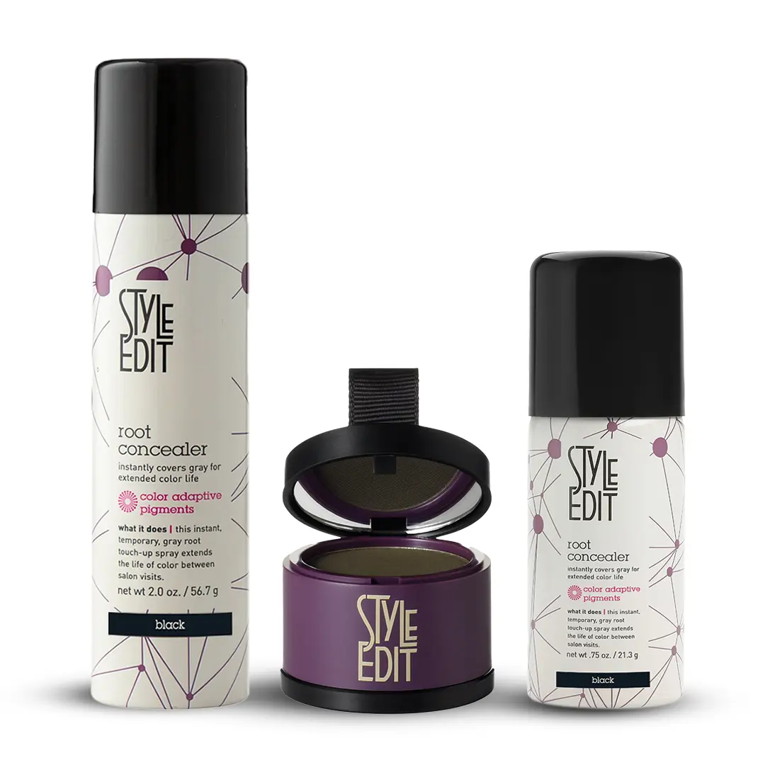 Style Edit Brunette Root Touch-up Powder and Concealer Spray Trio   rootcoverup Flawless Salon Coverage hairline powder Haircare Dark Brown