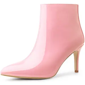 BLISSFUL STEP Pointed Toe Stiletto High Heel Ankle Boots