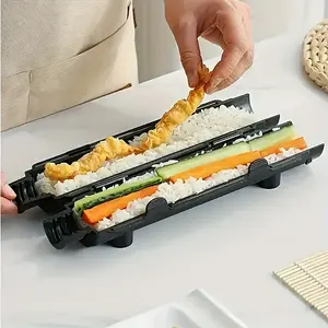 1Set Striped Sushi Mold Rocket Launcher Tool & Gadget Sets Sushis Making Machine Kitchen Supplies Vegetable Meat Roll Set Roller with Bamboo Mat DIY Kit Machinekitchen Utensils Plastic