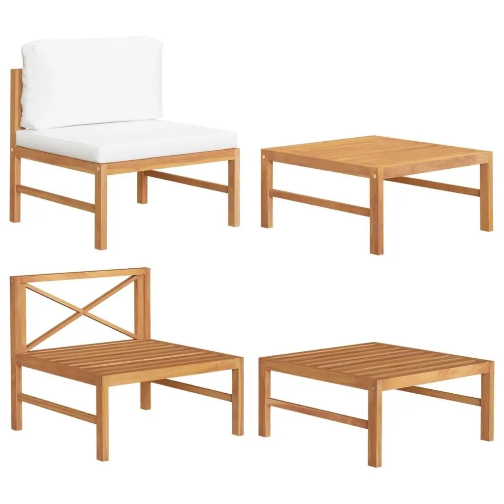 vidaXL Patio Lounge Set 2 Piece, Outdoor Patio Corner Seat with Cushions, Patio Sofa Chair Armless, Outdoor Sectional Sofa Couch for Balcony Garden, Rustic, Solid Teak Wood with Waterbase Finish 316110
