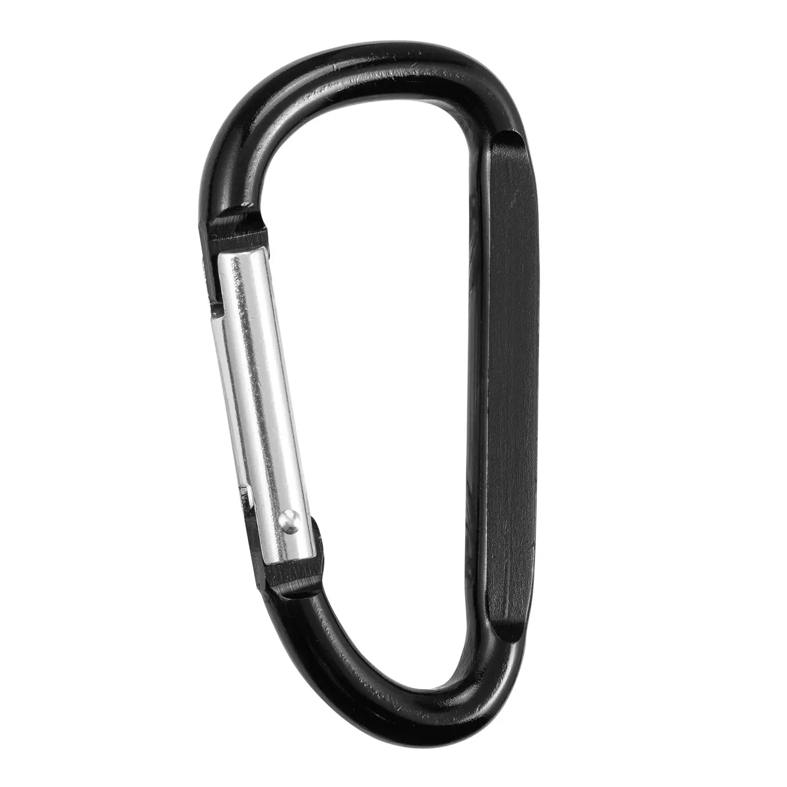 VEVOR 10 PCS Black Aluminum Alloy D-Shaped Carabiner Clips - 3.07x1.57 Inch Spring Snap Hooks with 20 PCS Keyrings, 166 lbs Load Capacity, Compact Fit for Fishing, Camping, Hiking, Backpacking