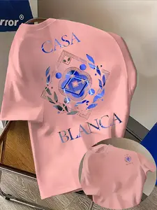 Men's Fashion T-Shirt, Casablanca Print Front & Back Design, Breathable Sweat-Wicking Tee, Gym Travel Casual Wear, Lightweight Summer Shirt