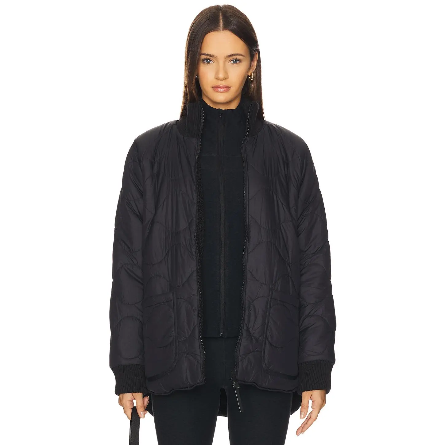 Beyond Yoga Reversible Quilted Jacket in Black