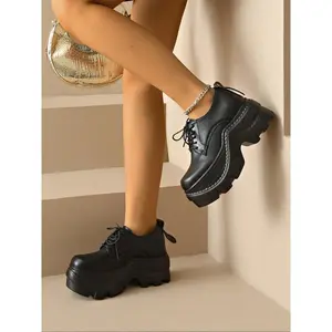 Women’s thick-soled loafers, British-style lace-up shoes, spring and autumn fashion footwear, new arrival casual women’s shoes