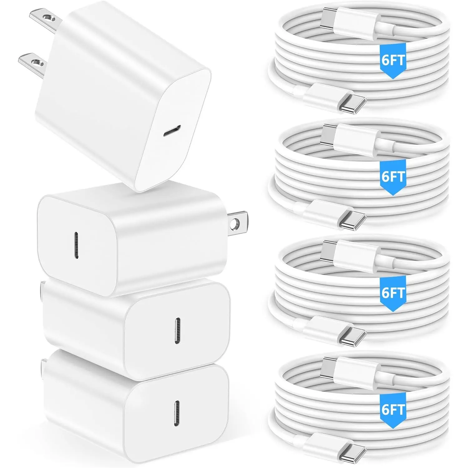 For iPhone 15 16 Charger,for iPad Charger  6FT USB C to C Charging Cable Cord with 4Pack 20W for iPhone Fast Charger Block for iPhone 16/16 Pro/15/15 Pro,iPad Pro 12.9/11 in,iPad air 5/4